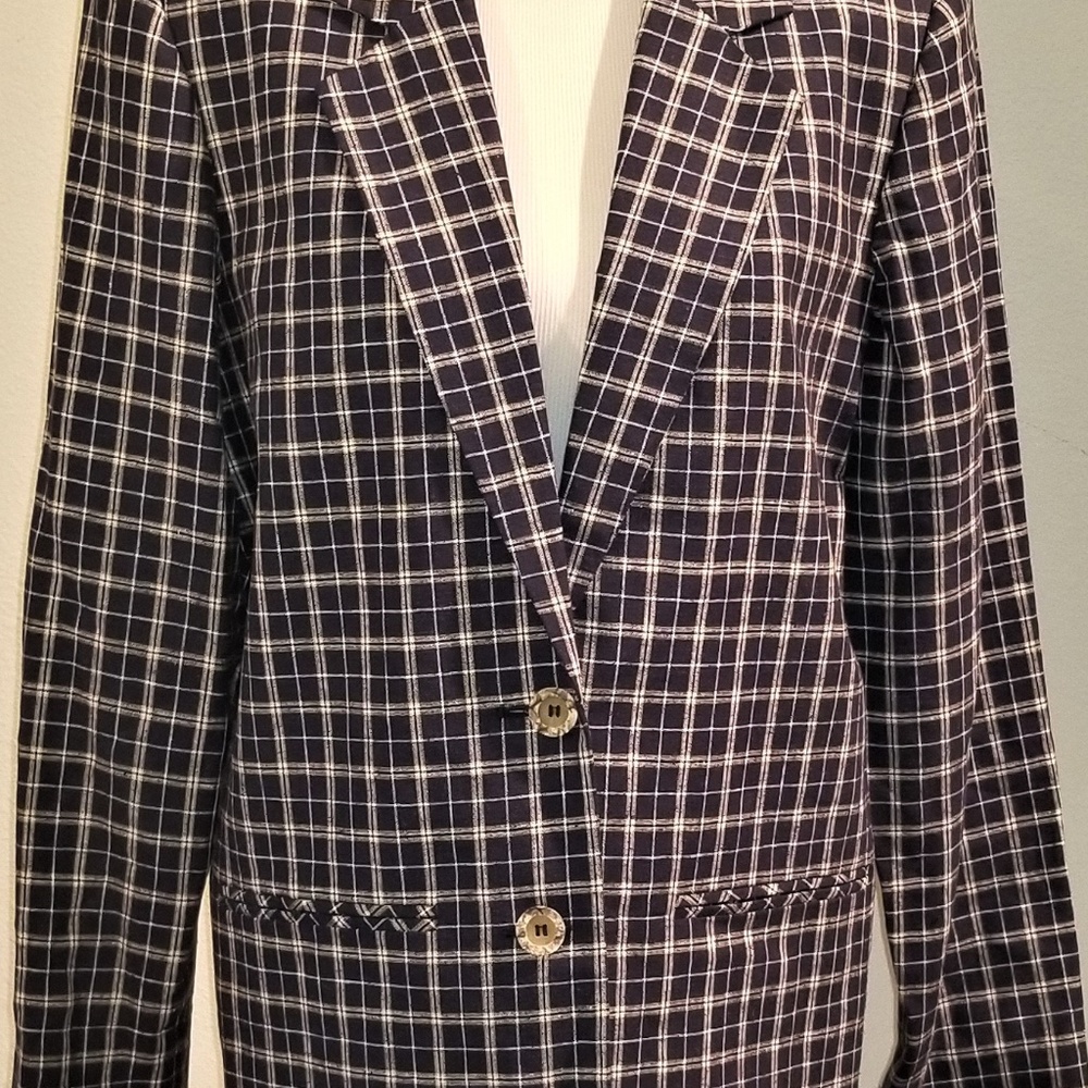 NEW Women's Dark Blue Plaid Jacket